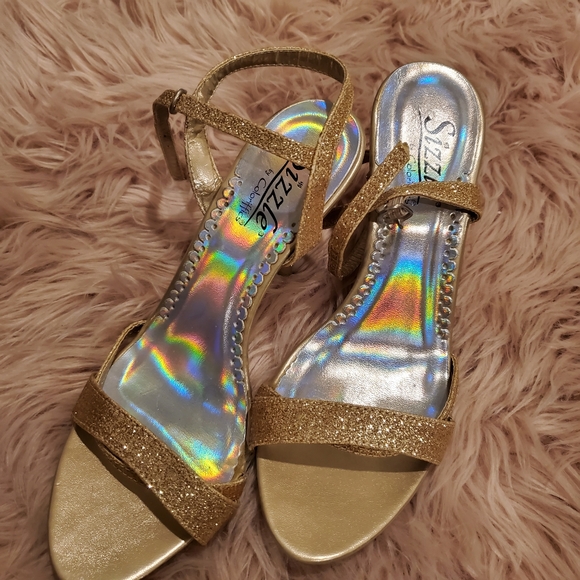 Gold shimmer open toe heel sandals - Picture 3 of 3